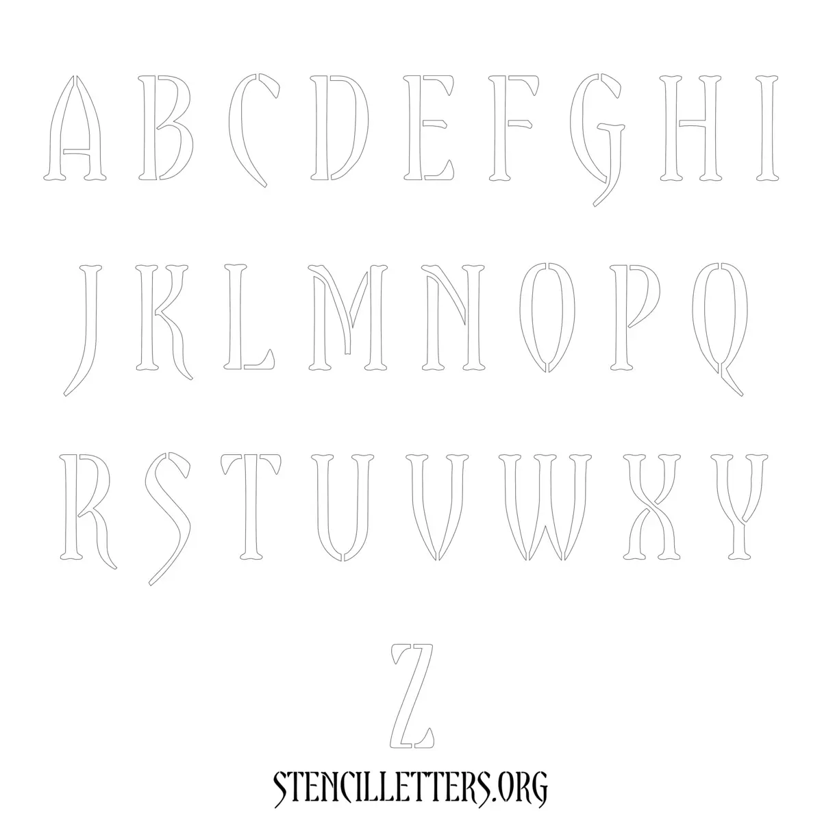 Free Printable Uppercase Letter Stencils Design Style 2 Elegant