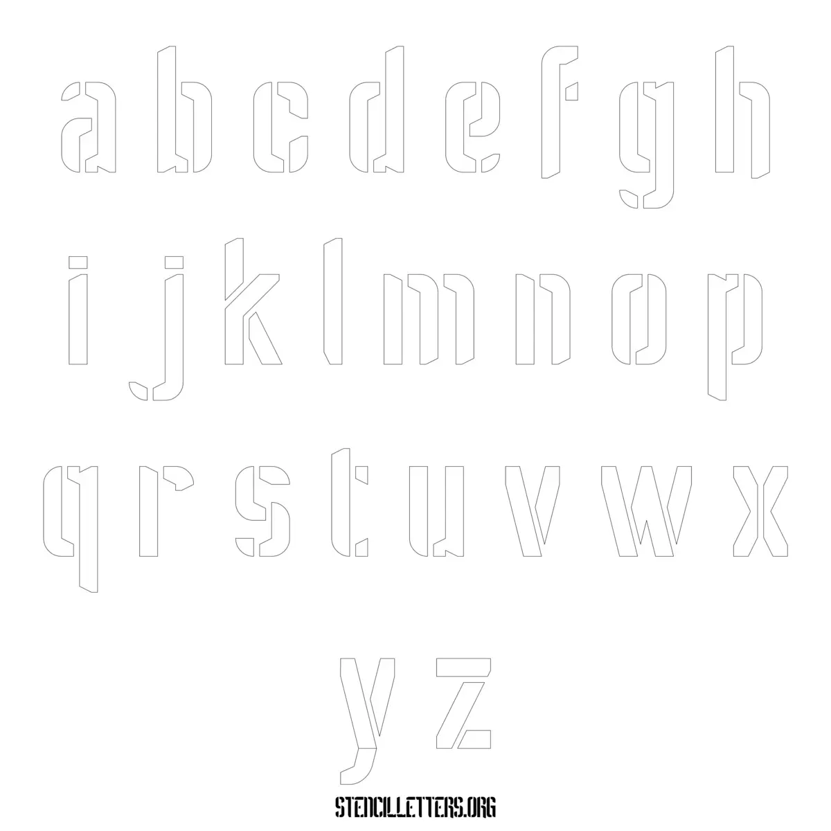 Free Printable Lowercase Letter Stencils Design Style 201 Futuristic