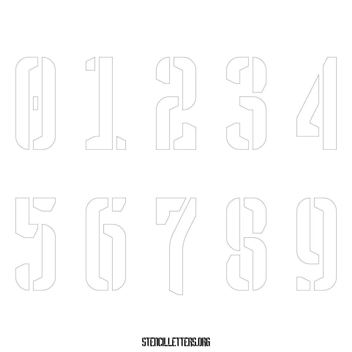 Free Printable Numbers Stencils Design Style 201 Futuristic