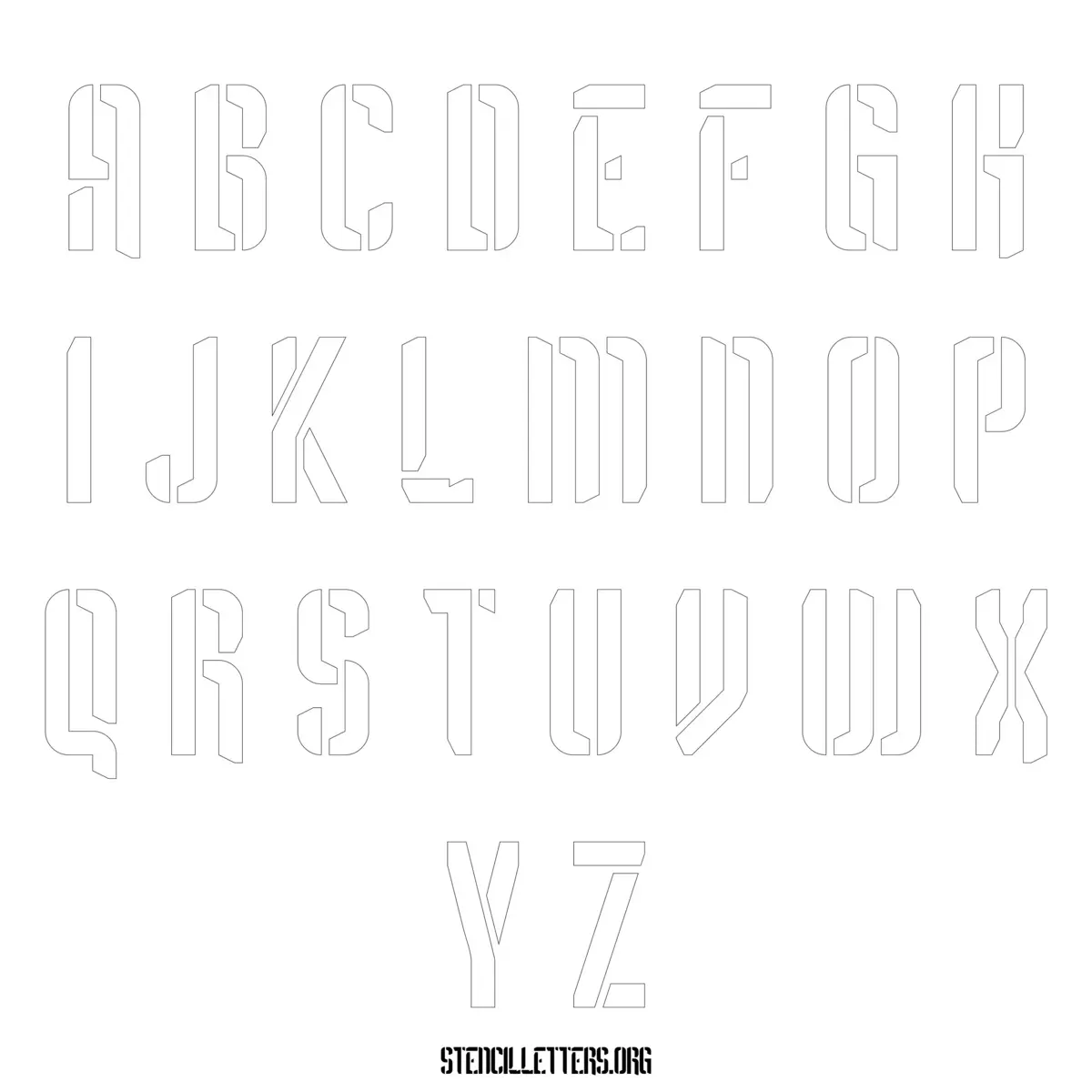 Free Printable Uppercase Letter Stencils Design Style 201 Futuristic