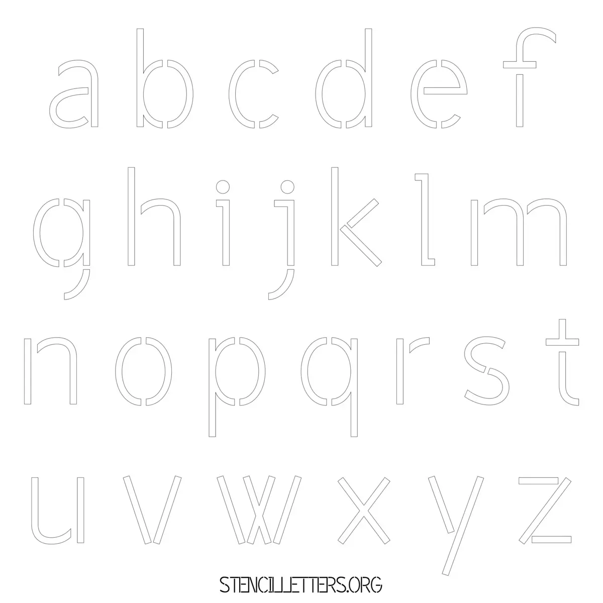 Free Printable Lowercase Letter Stencils Design Style 203 Light Stencil