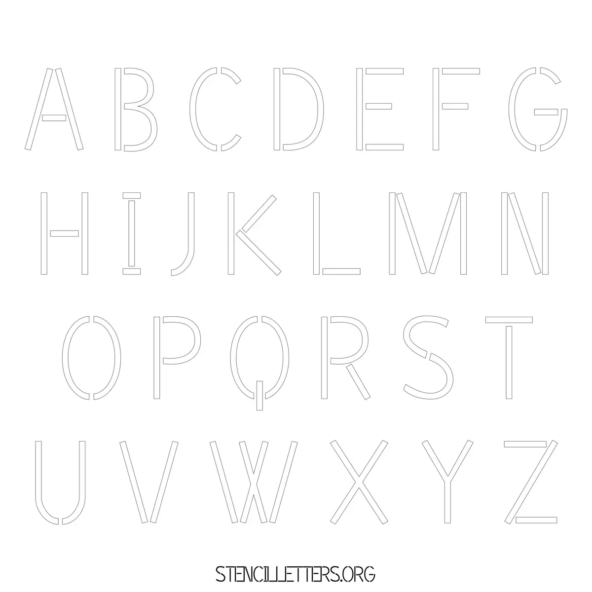 Free Printable Uppercase Letter Stencils Design Style 203 Light Stencil