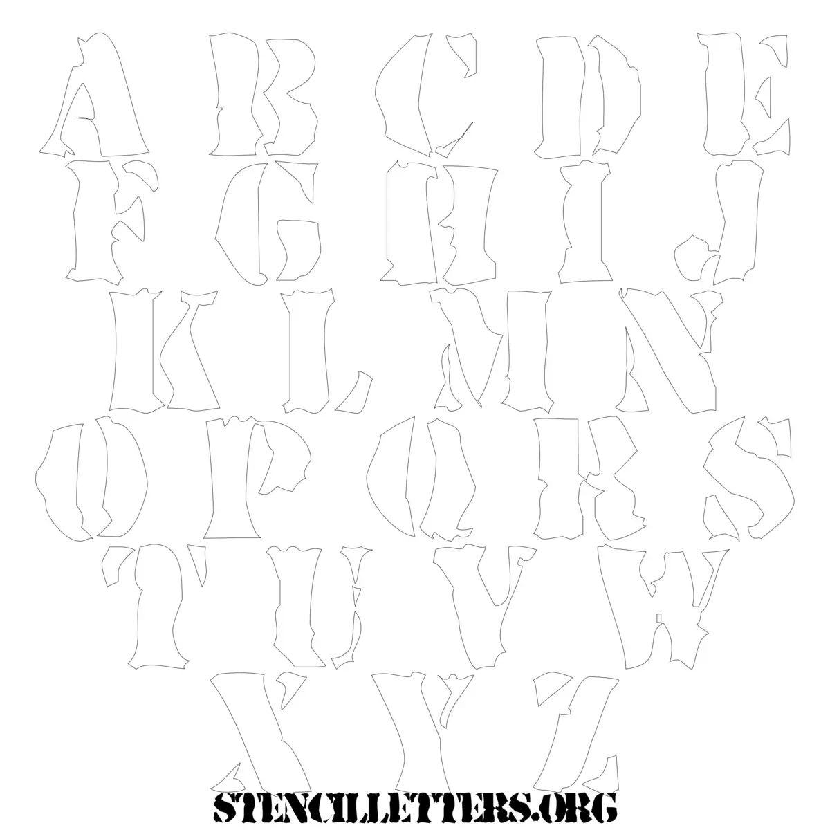 Free Printable Uppercase Letter Stencils Design Style 206 Army