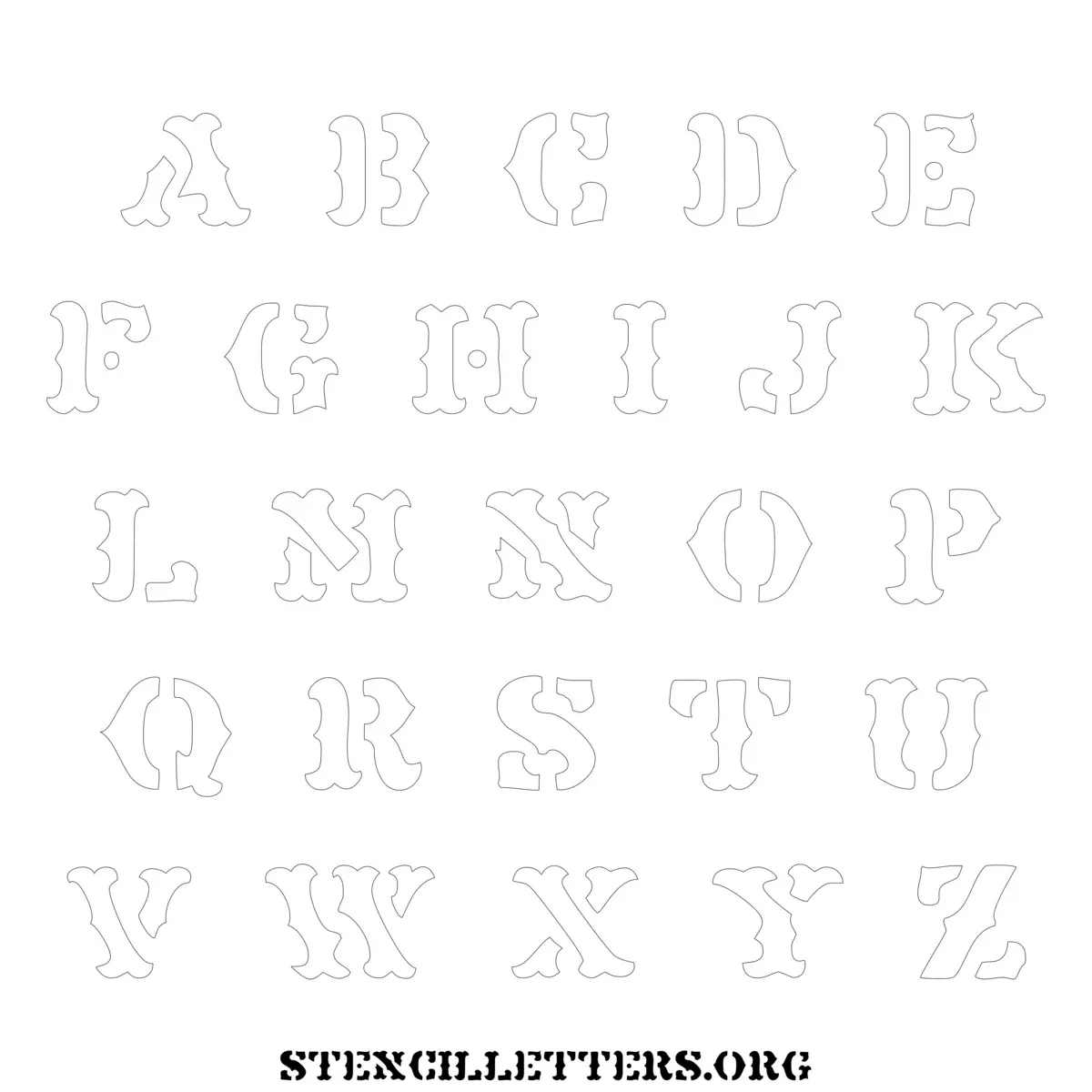 Free Printable Uppercase Letter Stencils Design Style 207 Old Western