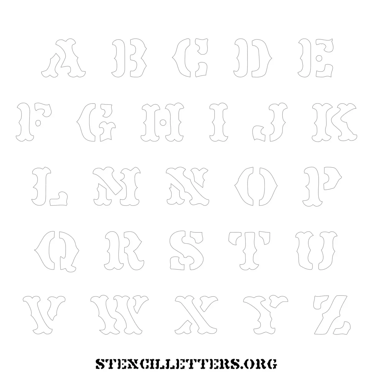 Free Printable Uppercase Letter Stencils Design Style 207 Old Western - Stencil Letters Org