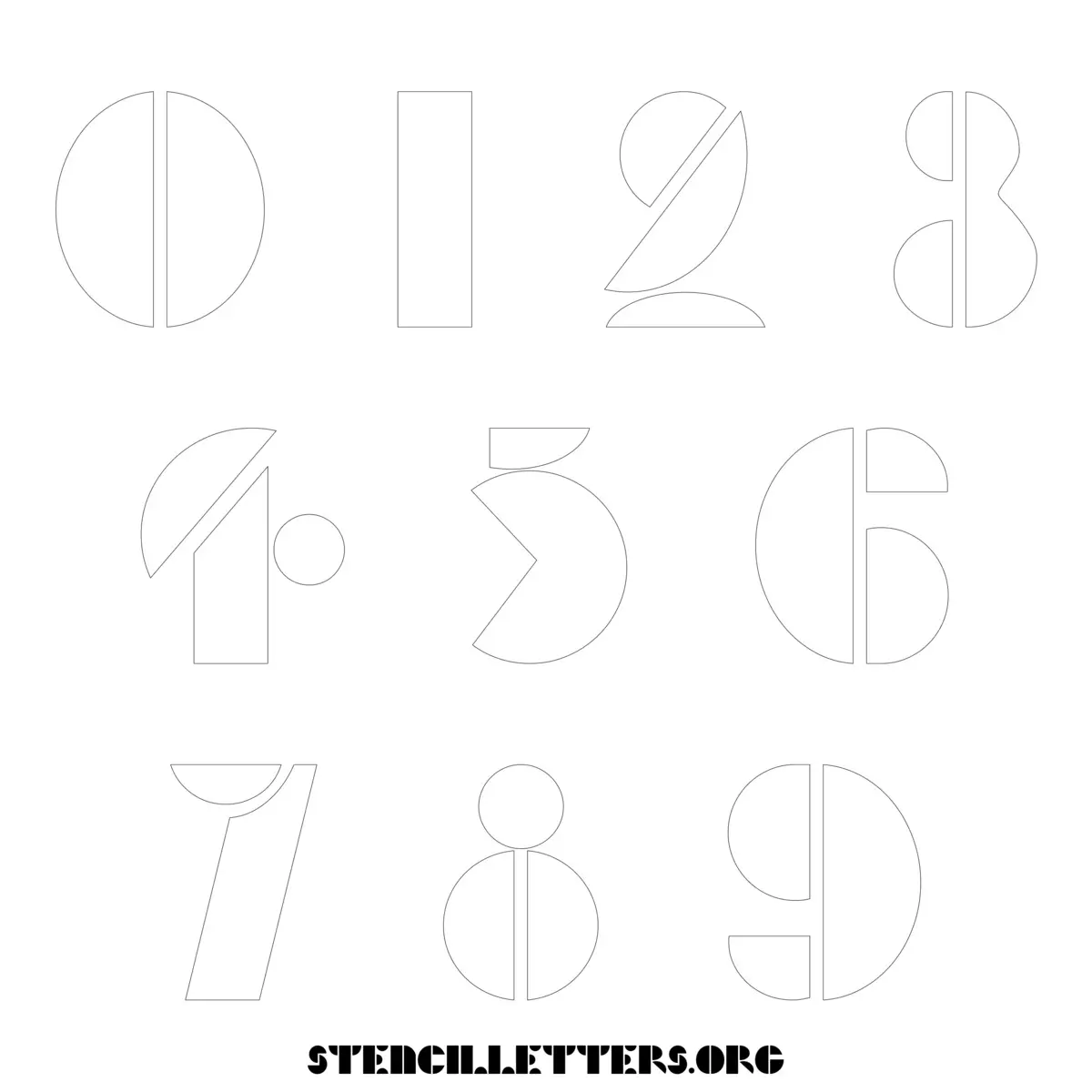 Free Printable Numbers Stencils Design Style 209 Art Deco