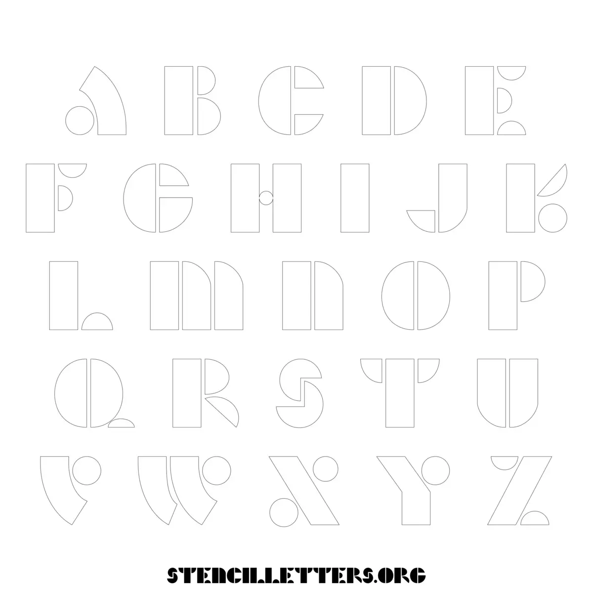 Free Printable Uppercase Letter Stencils Design Style 209 Art Deco