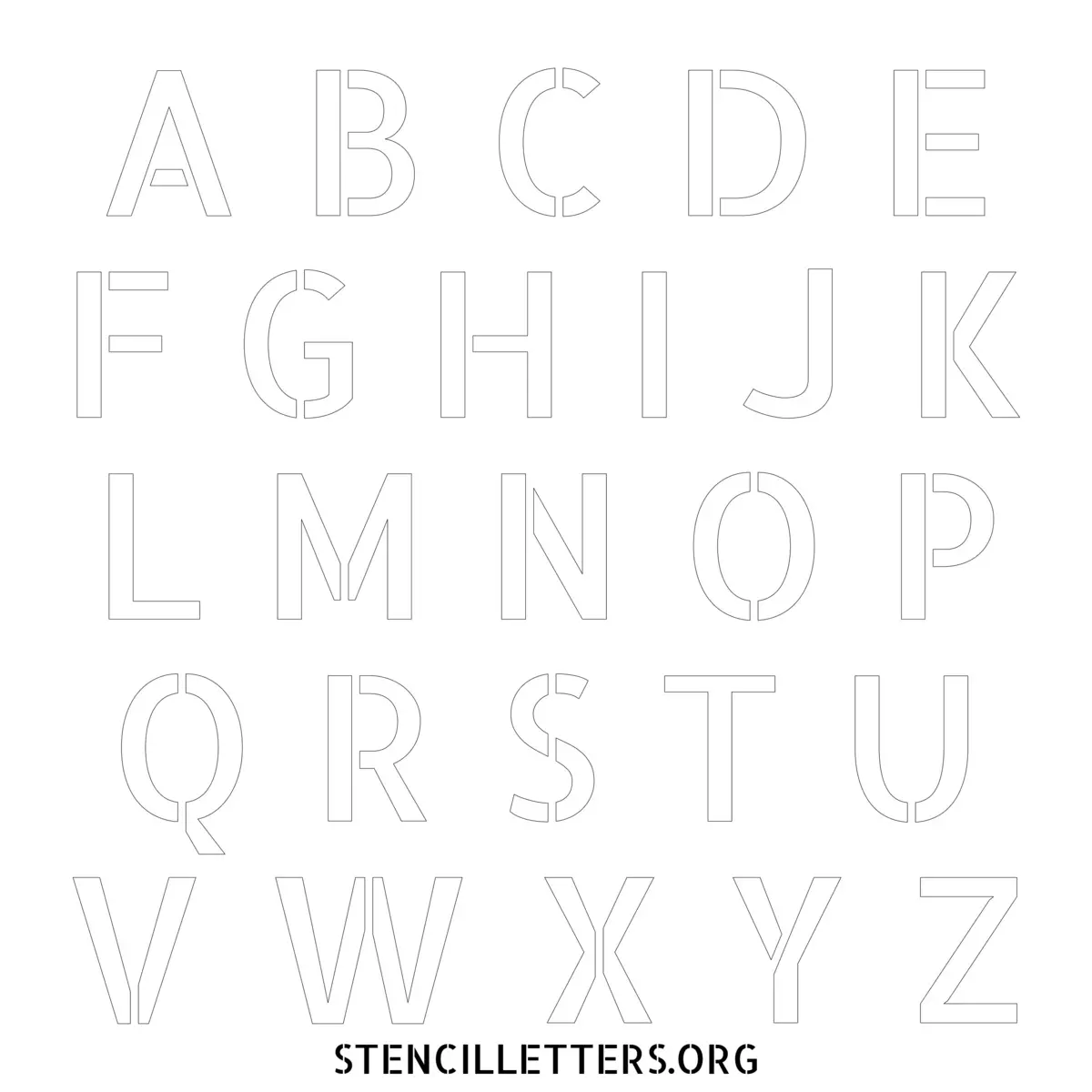 Free Printable Uppercase Letter Stencils Design Style 211 Sans Serif