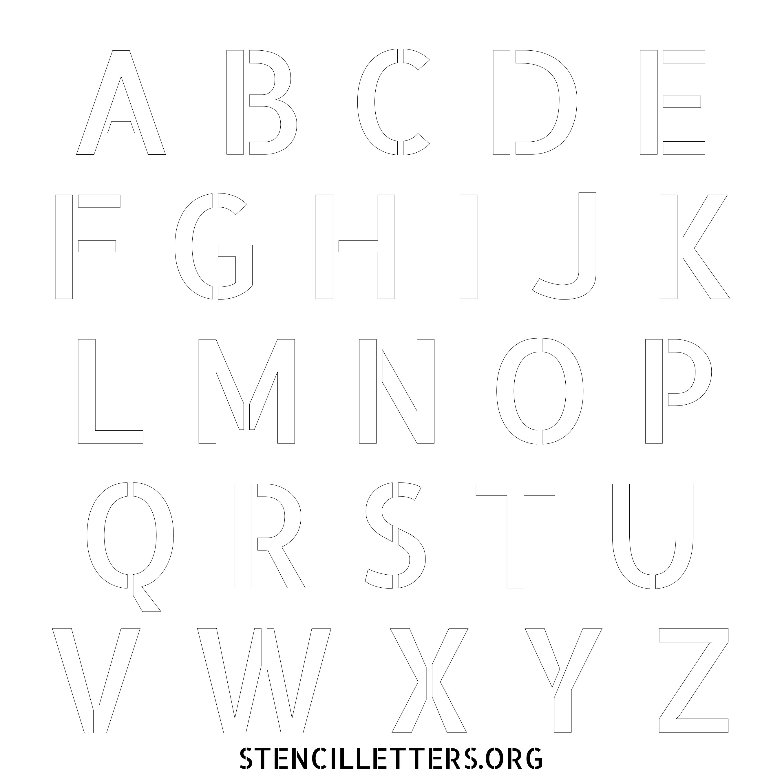 Free Printable Uppercase Letter Stencils Design Style 211 Sans Serif ...