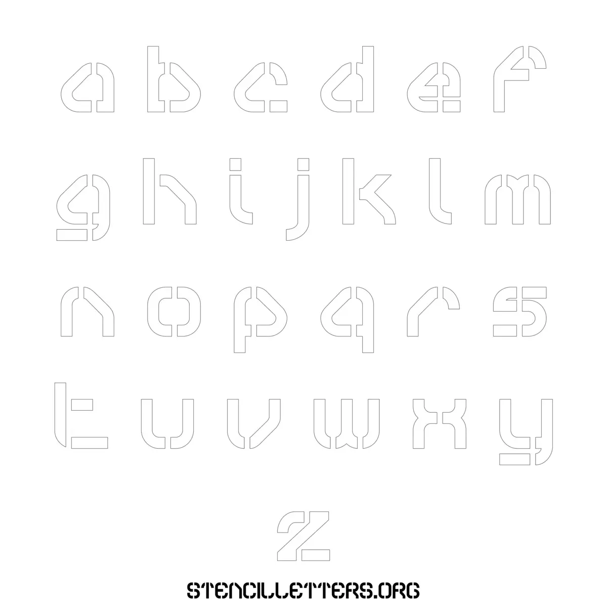 Free Printable Lowercase Letter Stencils Design Style 212 Futuristic