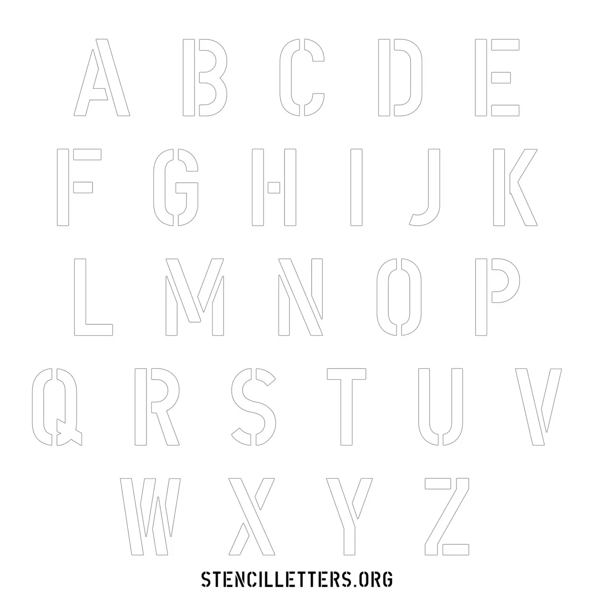 Free Printable Uppercase Letter Stencils Design Style 213 Army