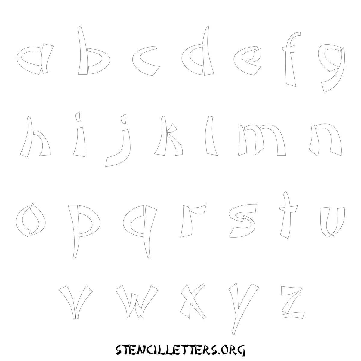 Free Printable Lowercase Letter Stencils Design Style 215 Asian