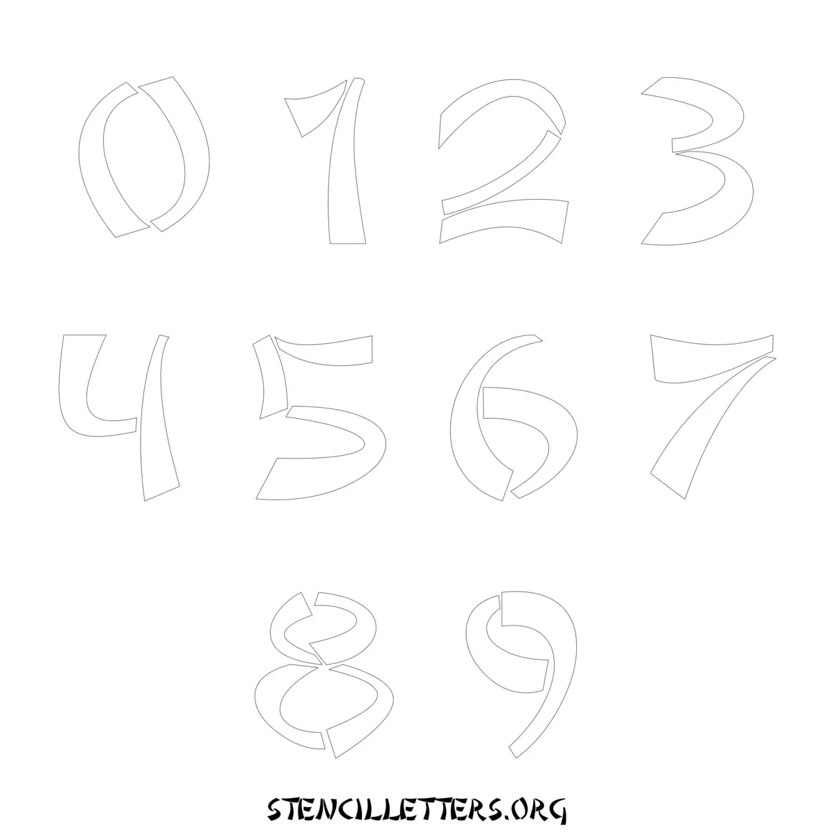 Free Printable Numbers Stencils Design Style 215 Asian