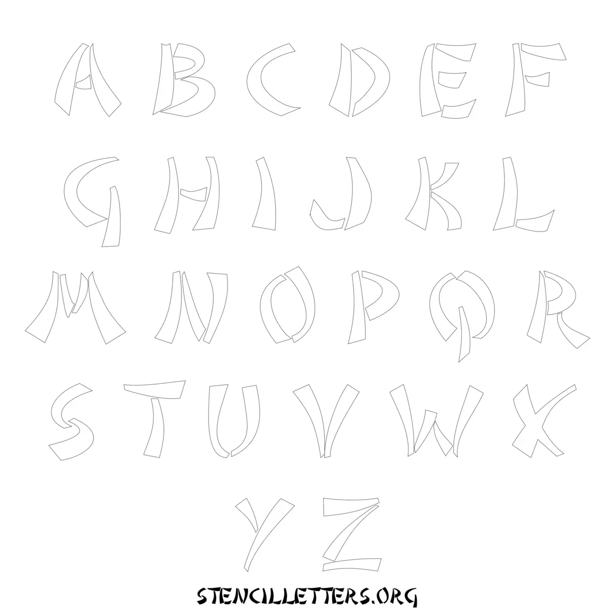 Free Printable Uppercase Letter Stencils Design Style 215 Asian