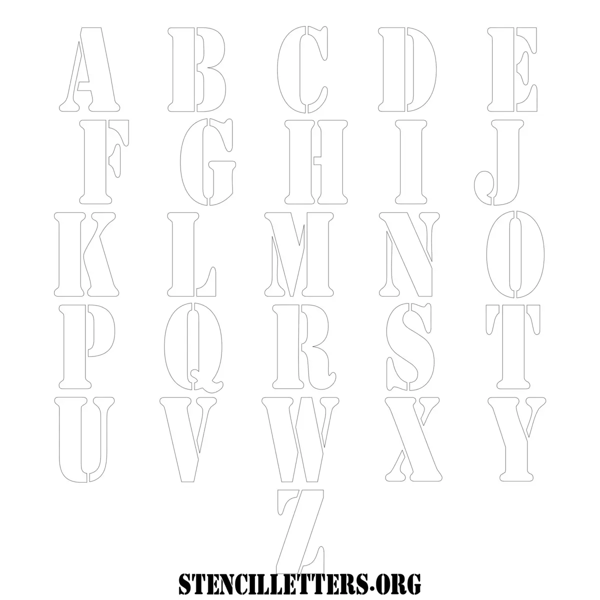 Free Printable Uppercase Letter Stencils Design Style 216 Army