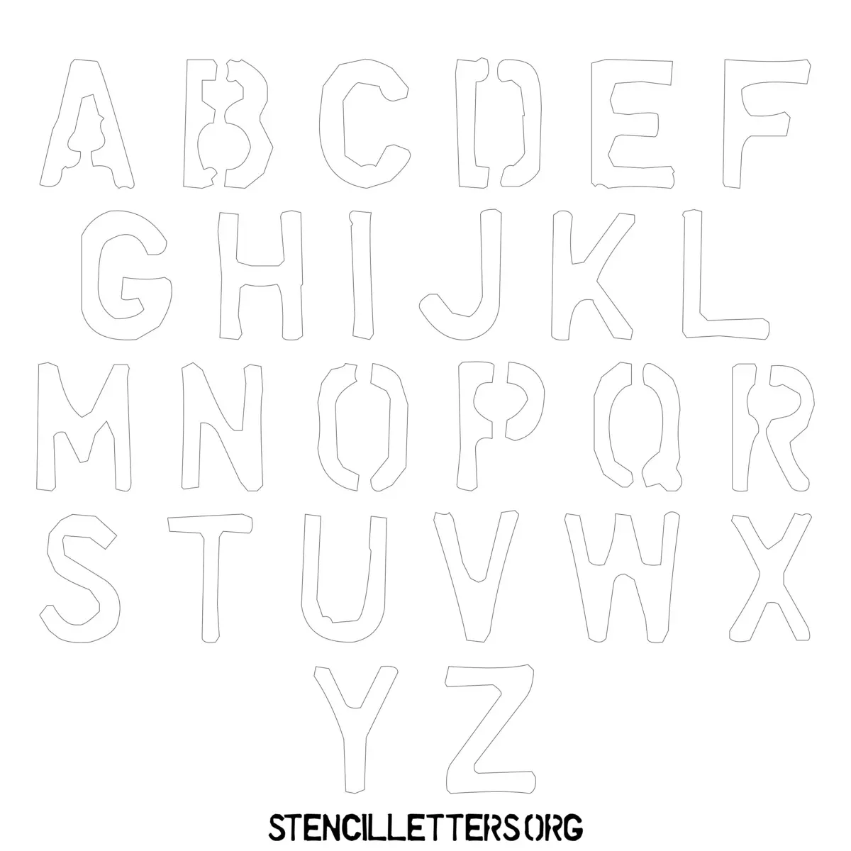 Free Printable Uppercase Letter Stencils Design Style 219 Rough Edge