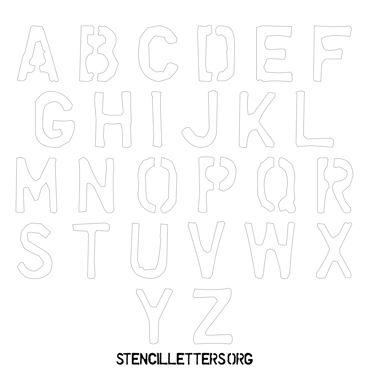 Free Printable Uppercase Letter Stencils Design Style 219 Rough Edge ...