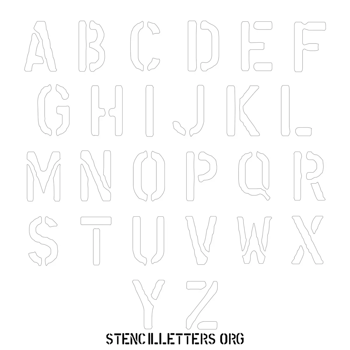 Free Printable Uppercase Letter Stencils Design Style 222 Rough Edge