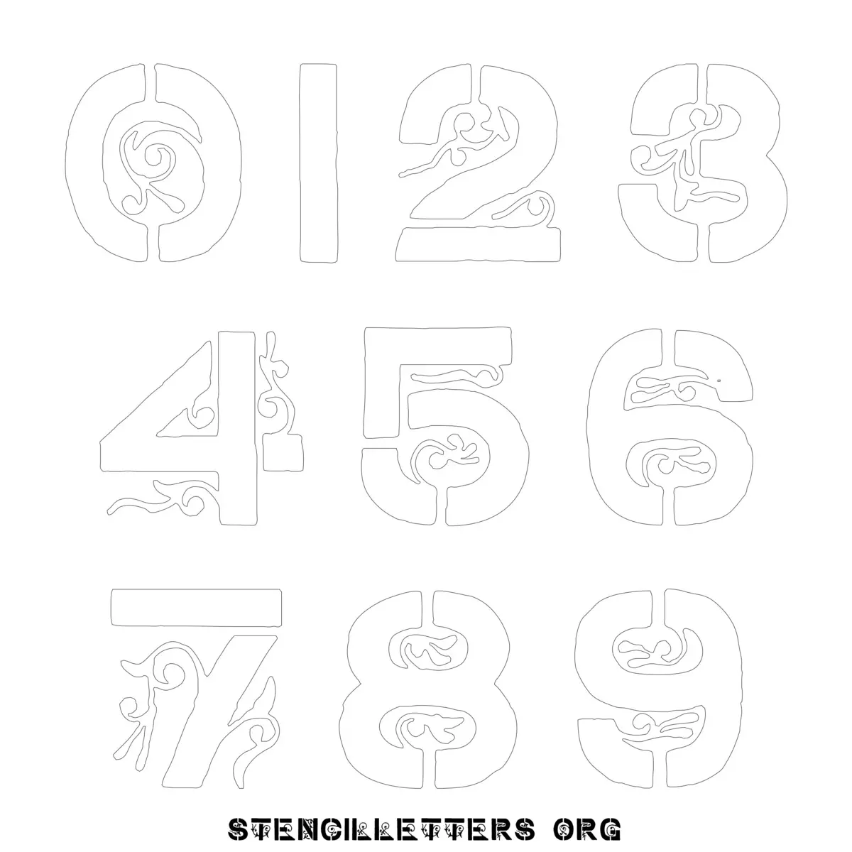 Free Printable Numbers Stencils Design Style 223 Gothic