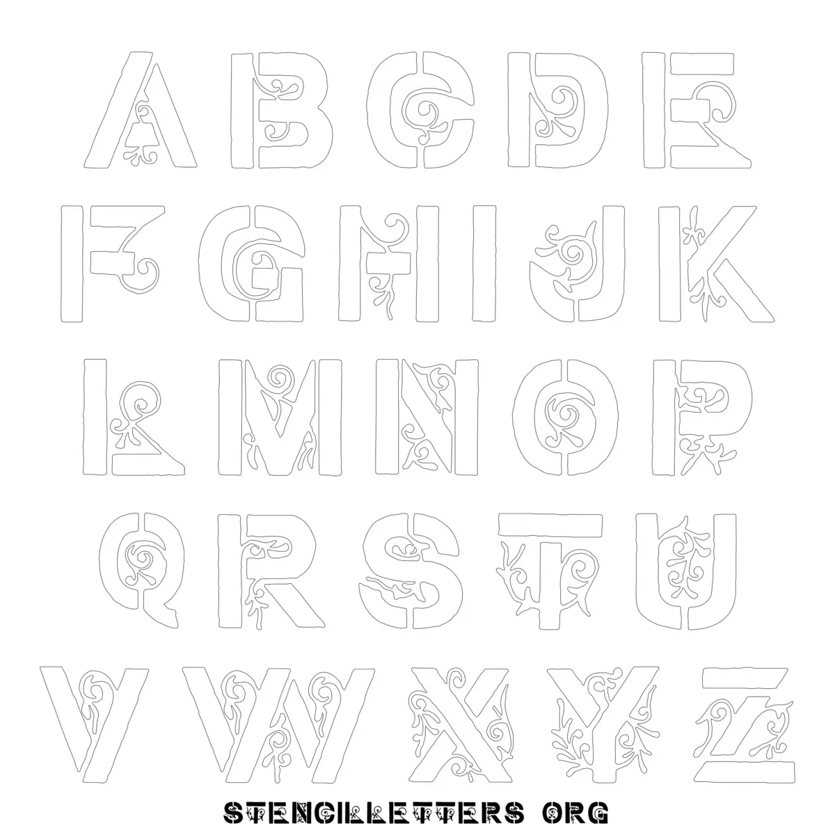 Free Printable Uppercase Letter Stencils Design Style 223 Gothic
