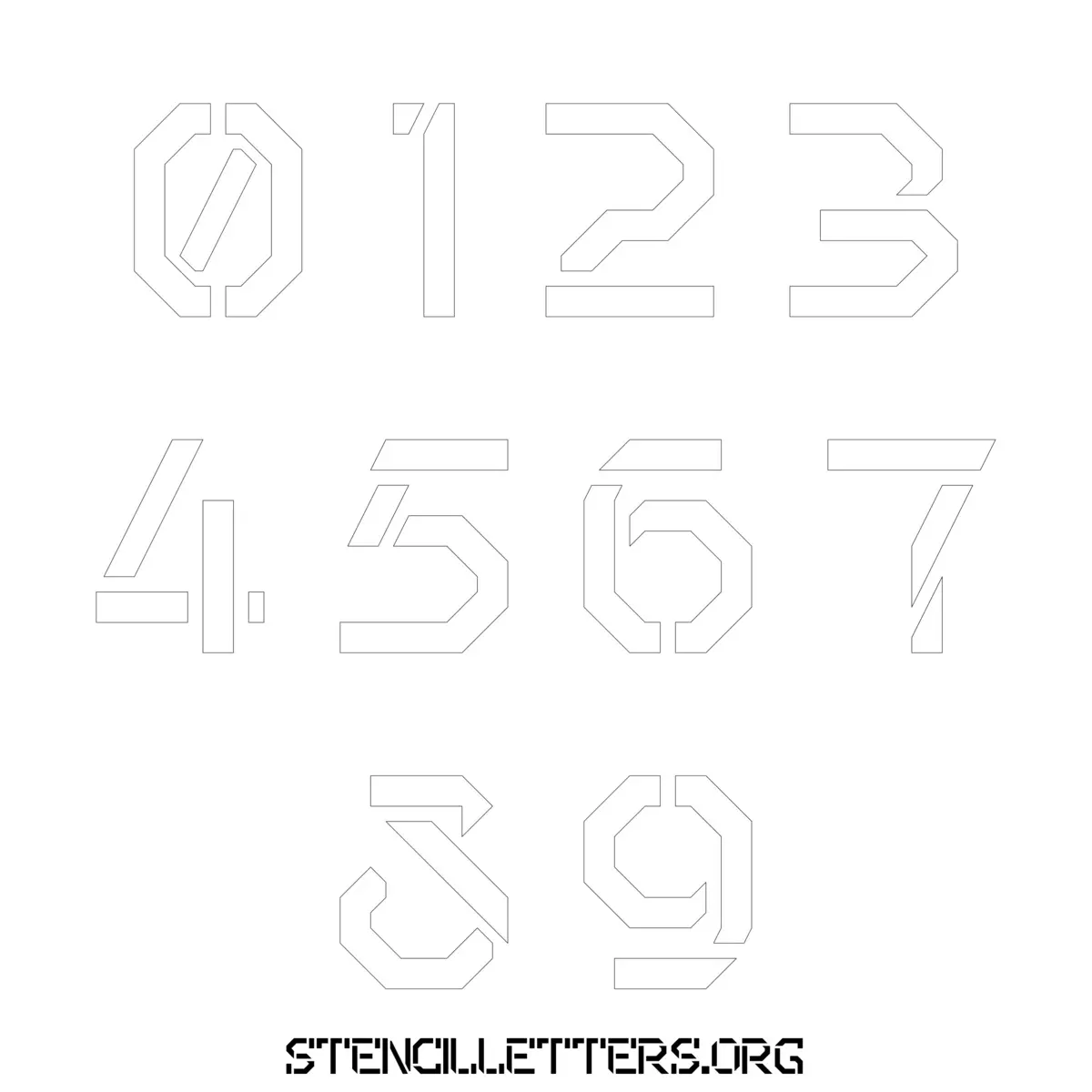 Free Printable Numbers Stencils Design Style 226 Futuristic