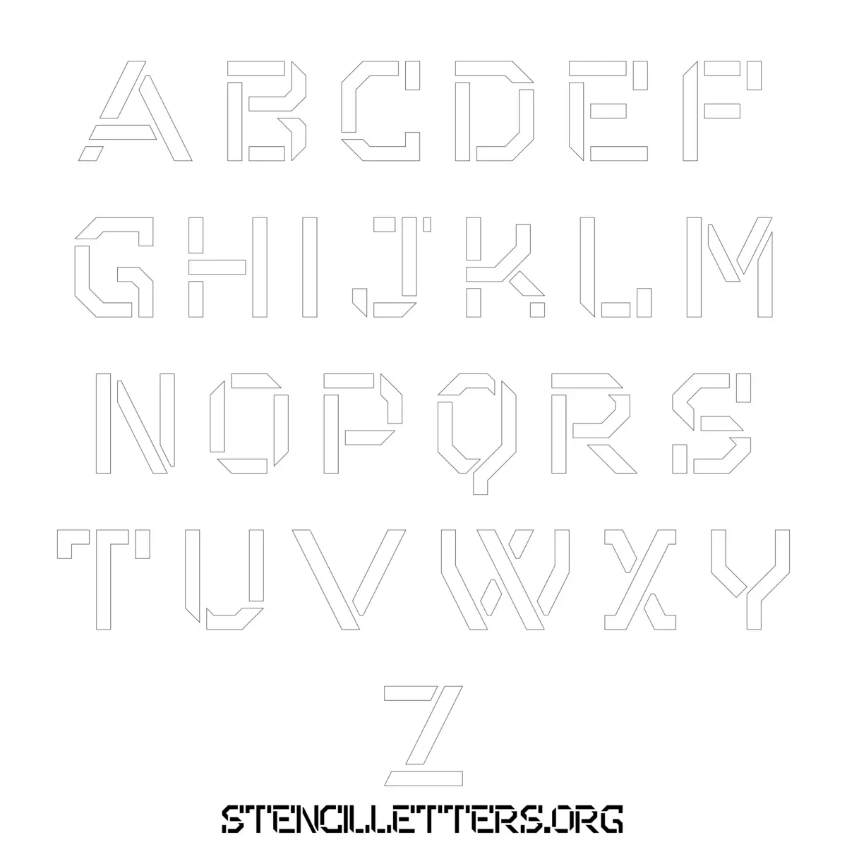 Free Printable Uppercase Letter Stencils Design Style 226 Futuristic