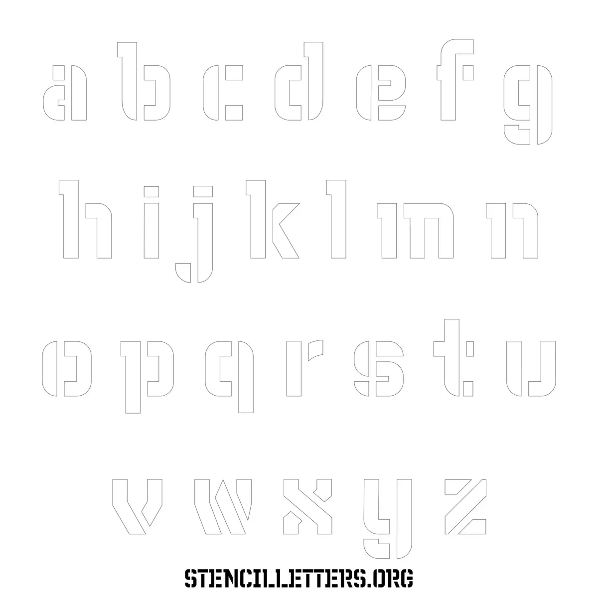 Free Printable Lowercase Letter Stencils Design Style 230 Futuristic