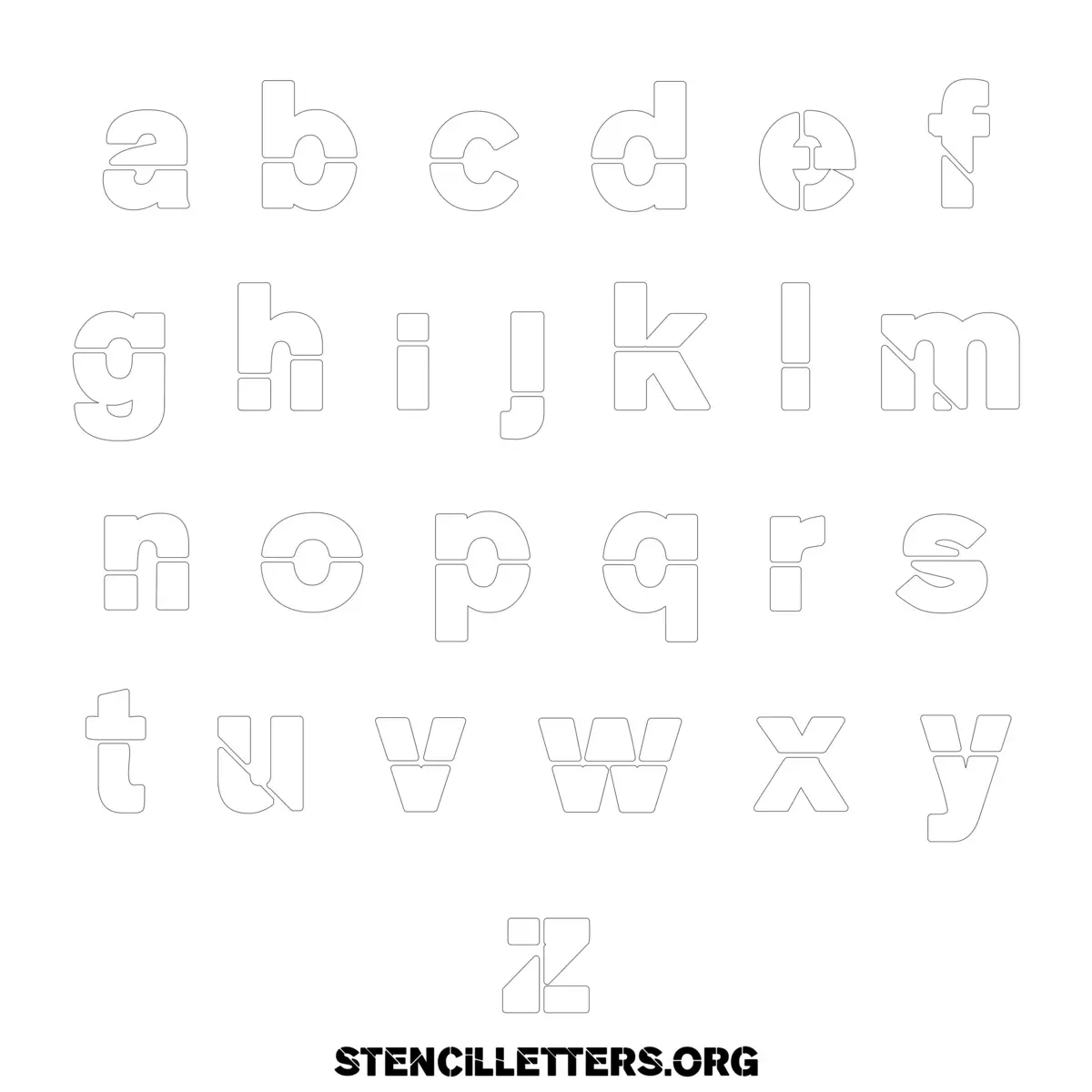 Free Printable Lowercase Letter Stencils Design Style 233 Heavy Bold