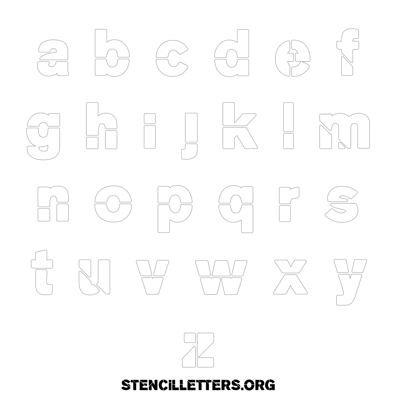 Free Printable Lowercase Letter Stencils Design Style 233 Heavy Bold ...