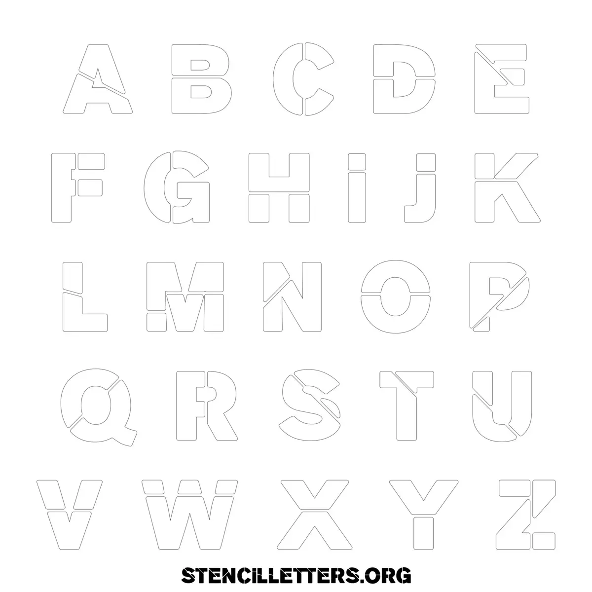 Free Printable Uppercase Letter Stencils Design Style 233 Heavy Bold