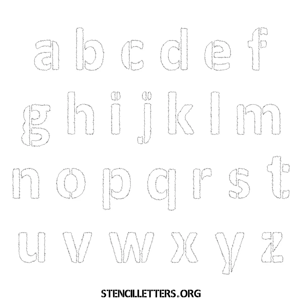 Free Printable Lowercase Letter Stencils Design Style 238 Woodcut