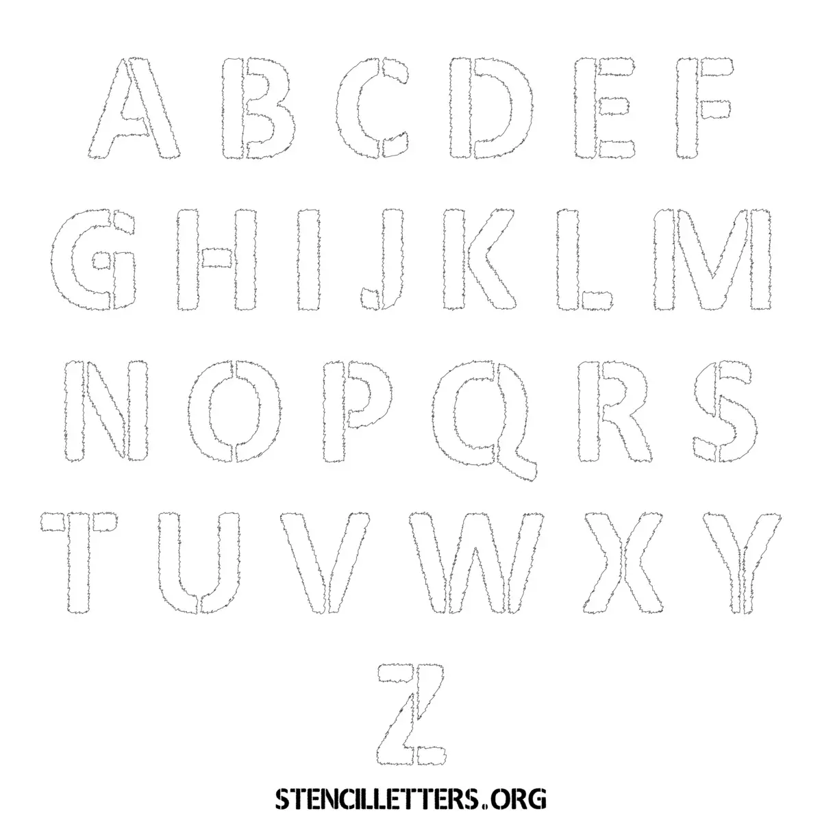 Free Printable Uppercase Letter Stencils Design Style 238 Woodcut