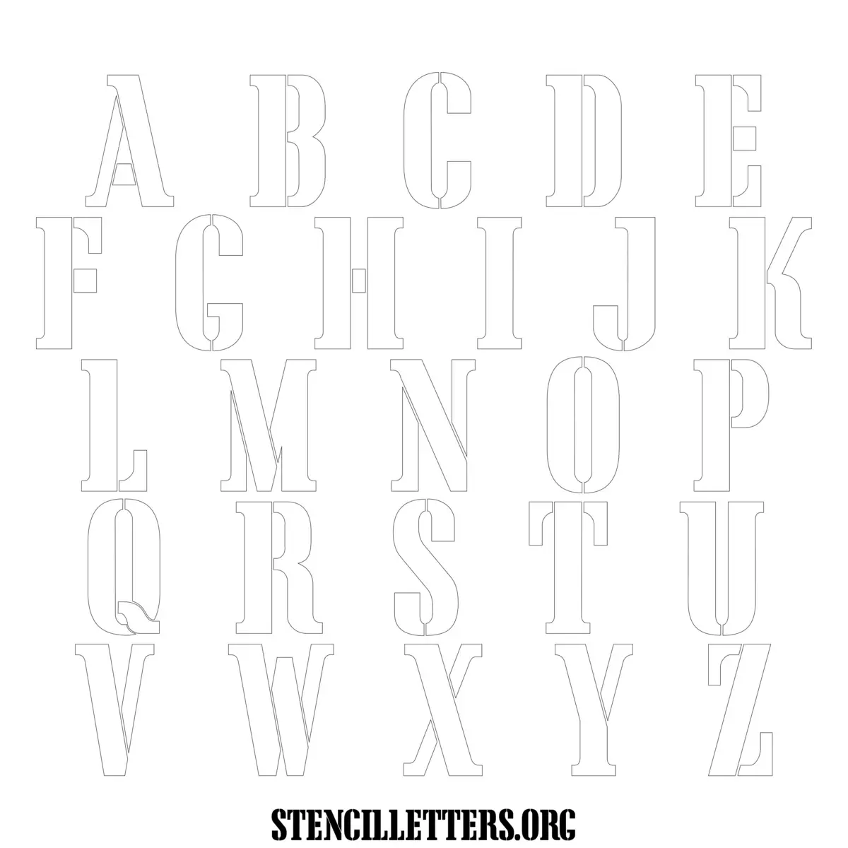 Free Printable Uppercase Letter Stencils Design Style 243 Army