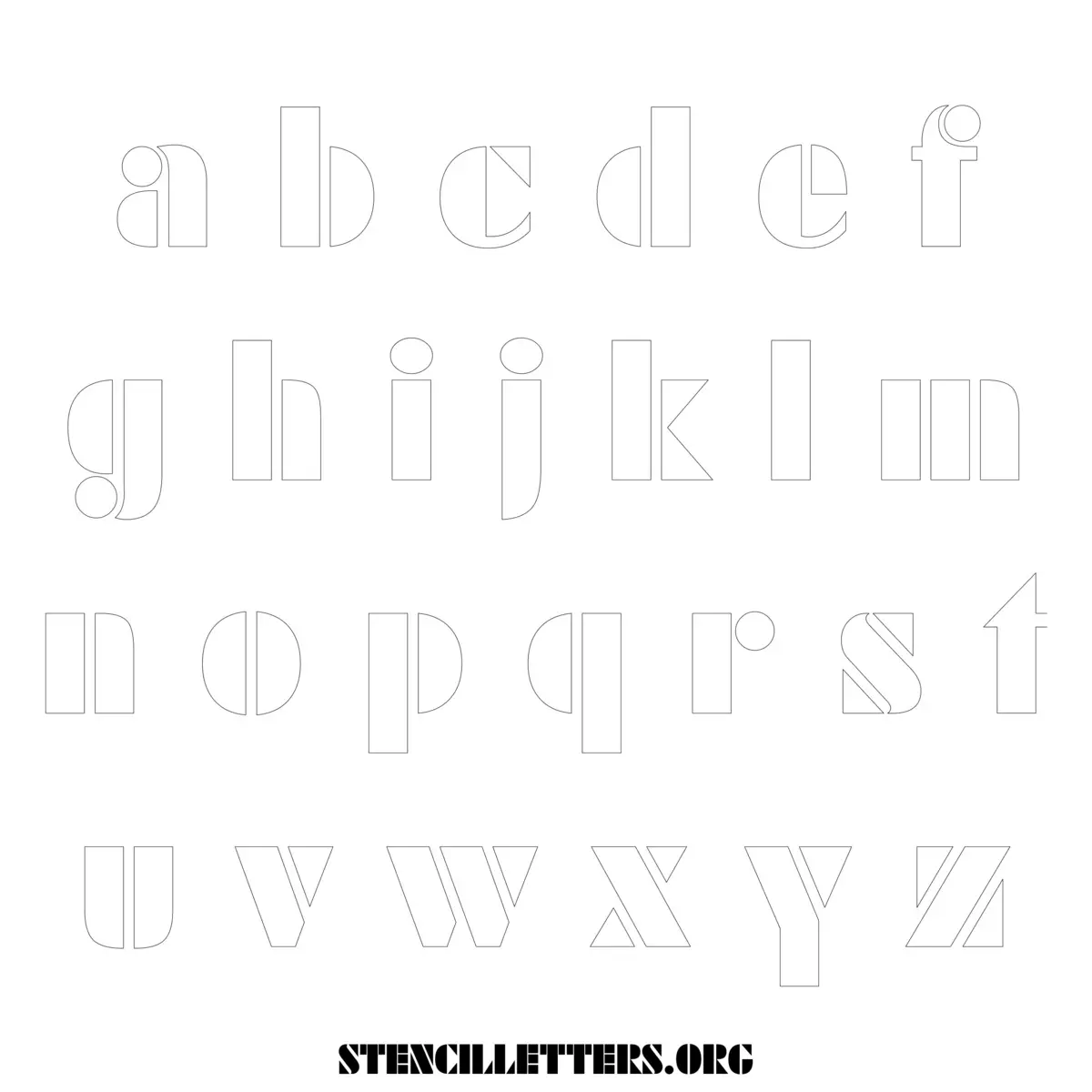 Free Printable Lowercase Letter Stencils Design Style 252 Futuristic
