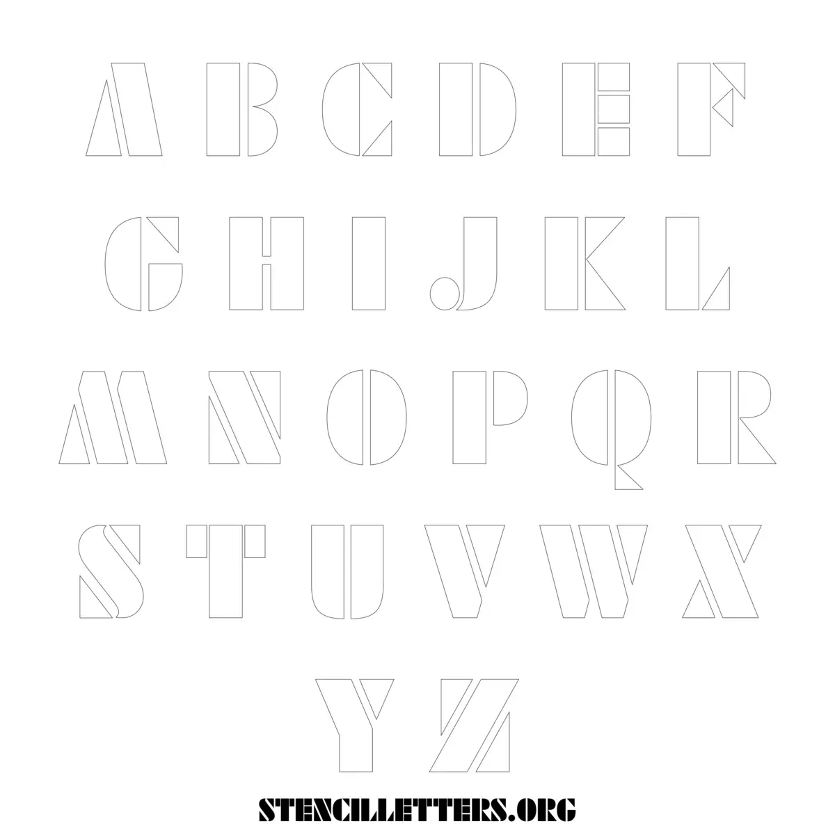 Free Printable Uppercase Letter Stencils Design Style 252 Futuristic