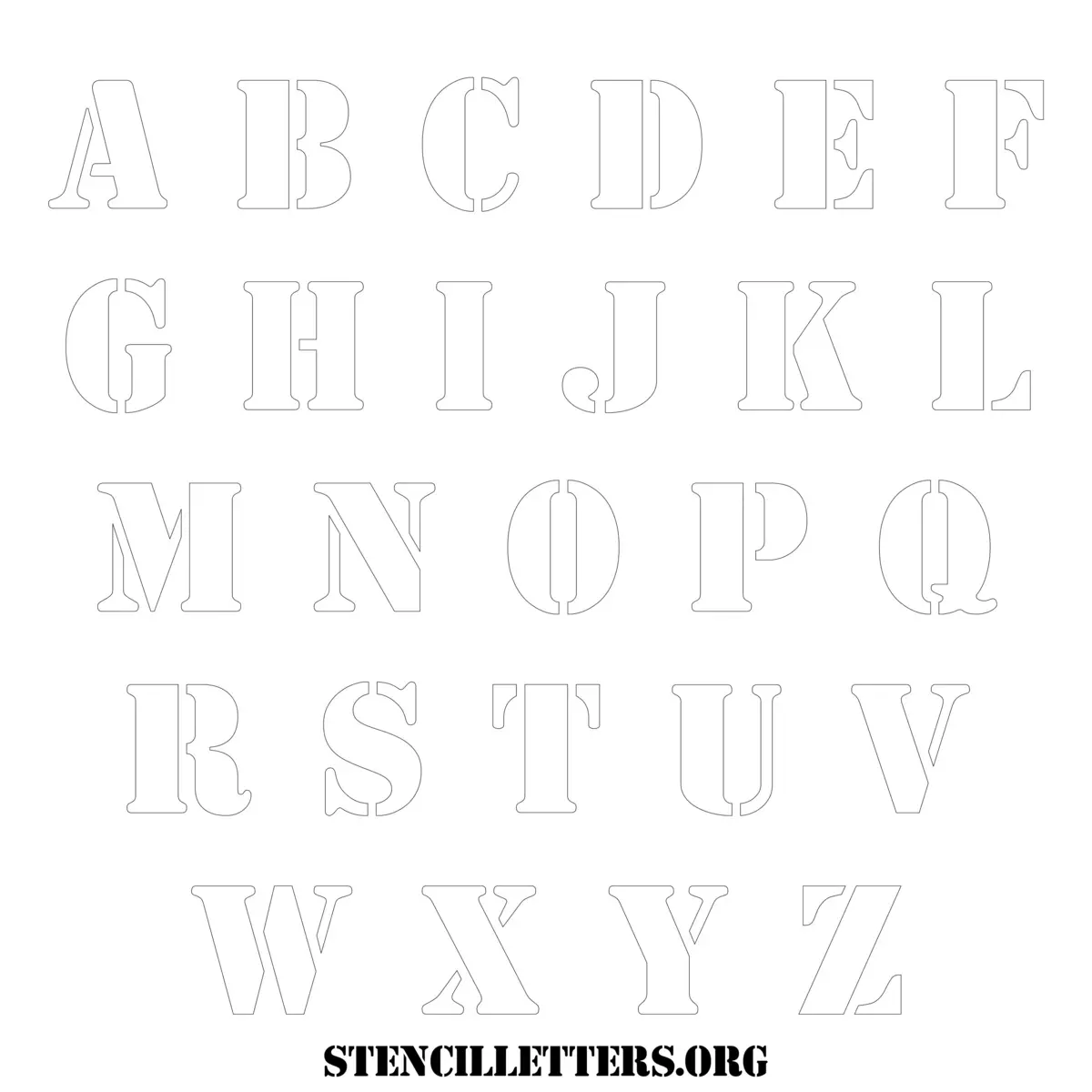 Free Printable Uppercase Letter Stencils Design Style 253 Army
