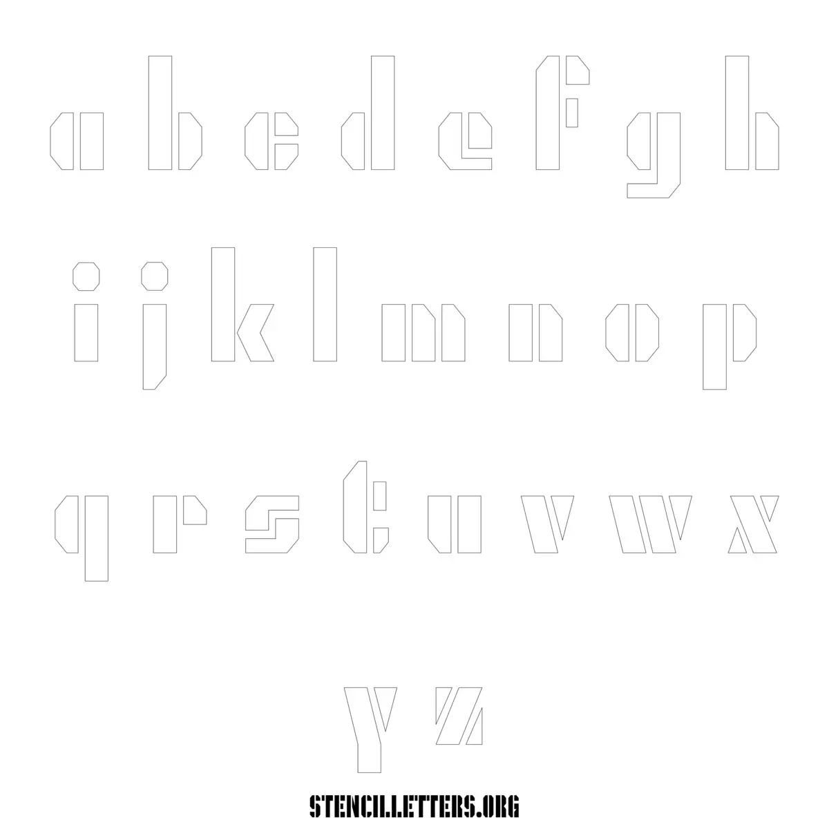 Free Printable Lowercase Letter Stencils Design Style 256 Army