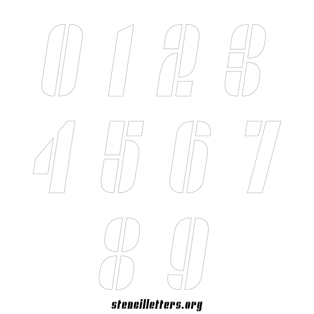 Free Printable Numbers Stencils Design Style 257 Slanted