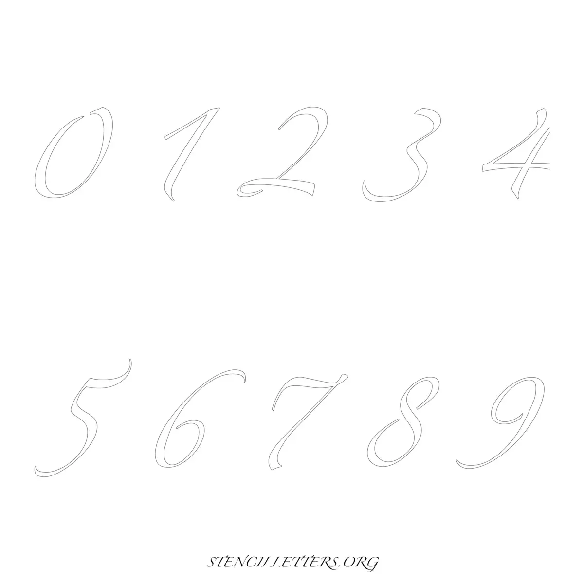 Free Printable Numbers Stencils Design Style 271 Cursive