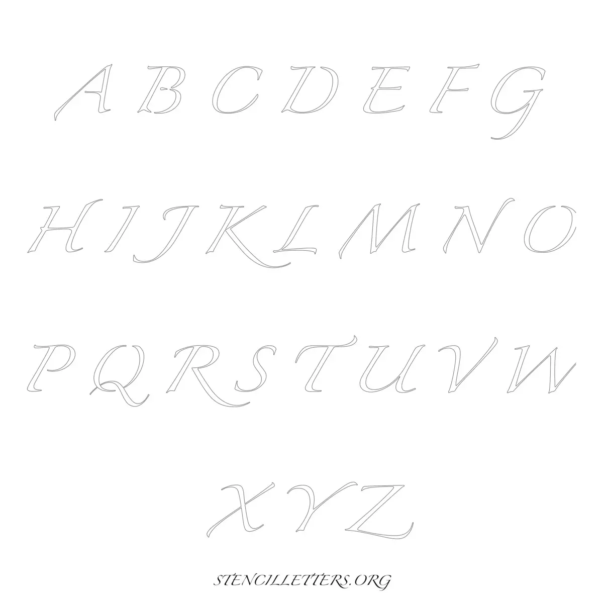 Free Printable Uppercase Letter Stencils Design Style 271 Cursive