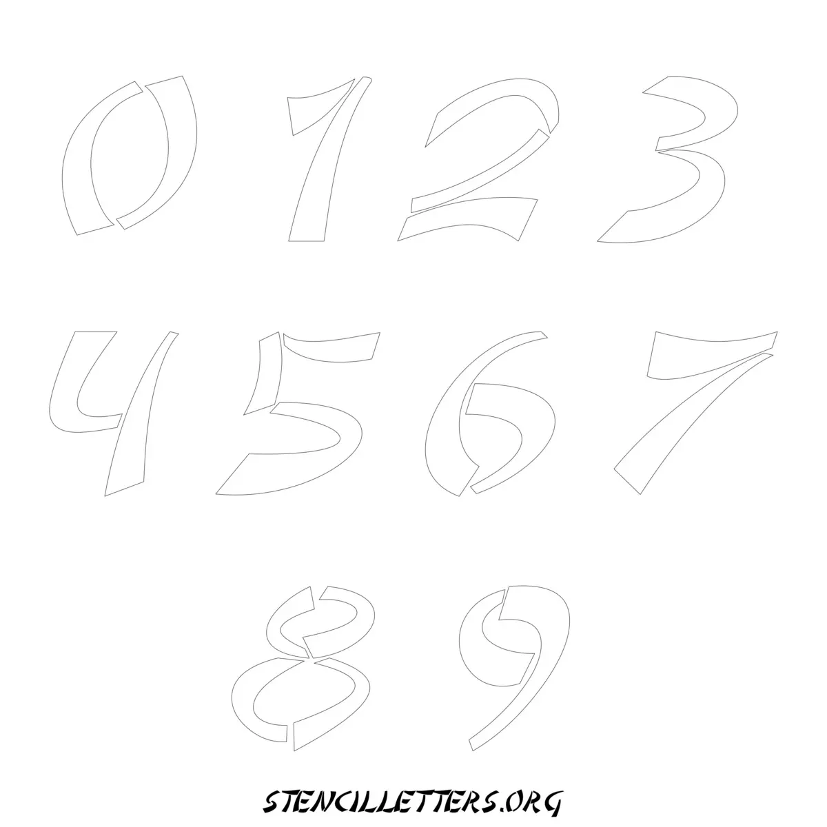 Free Printable Numbers Stencils Design Style 277 Asian Italic