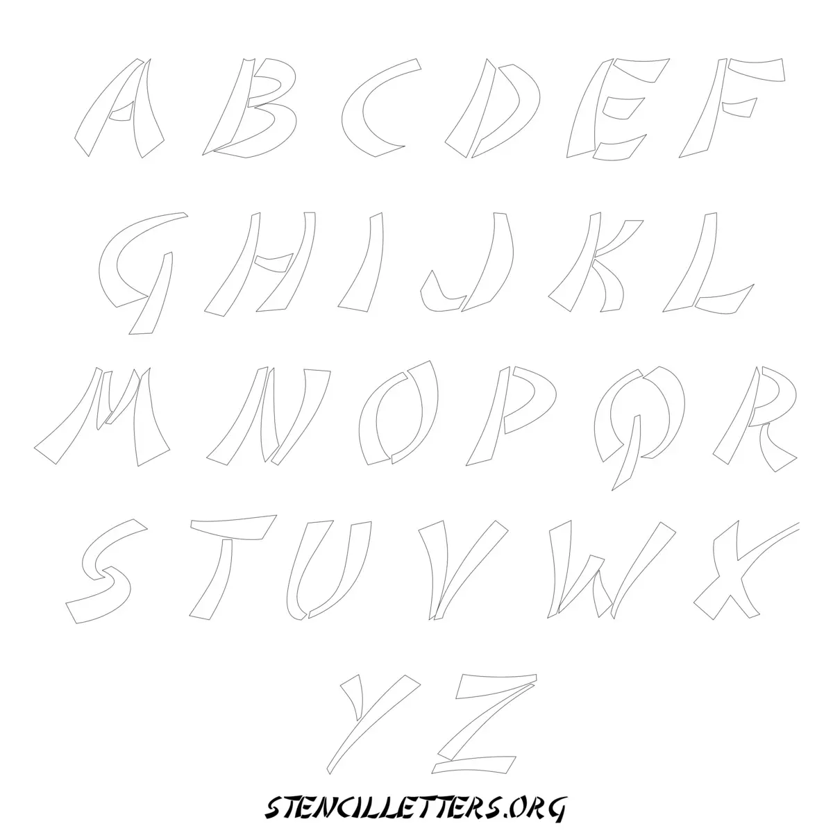 Free Printable Uppercase Letter Stencils Design Style 277 Asian Italic
