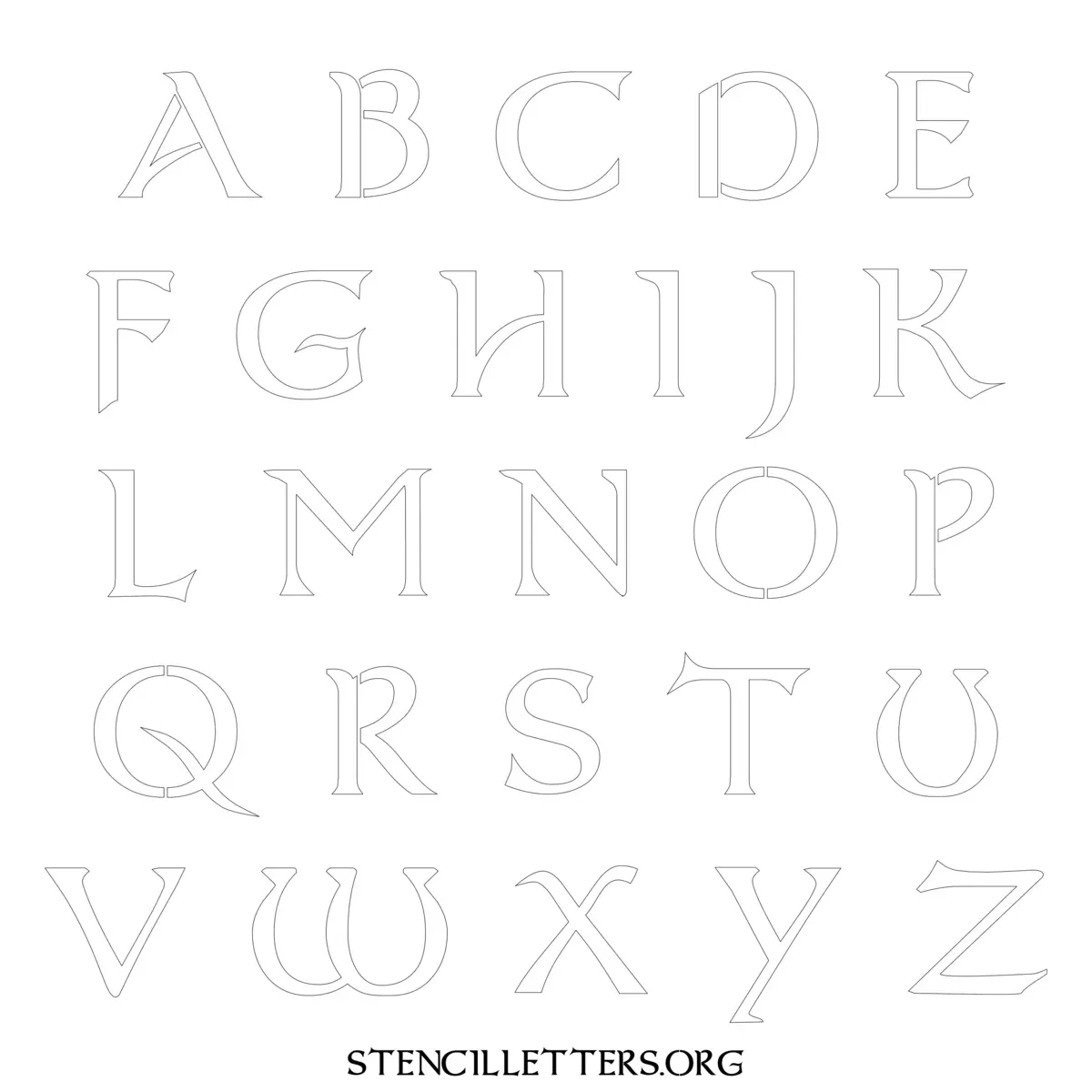 Free Printable Uppercase Letter Stencils Design Style 28 Celtic
