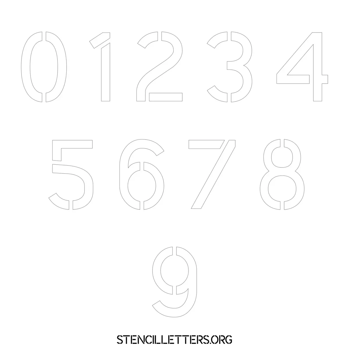 Free Printable Numbers Stencils Design Style 284 Light Sans