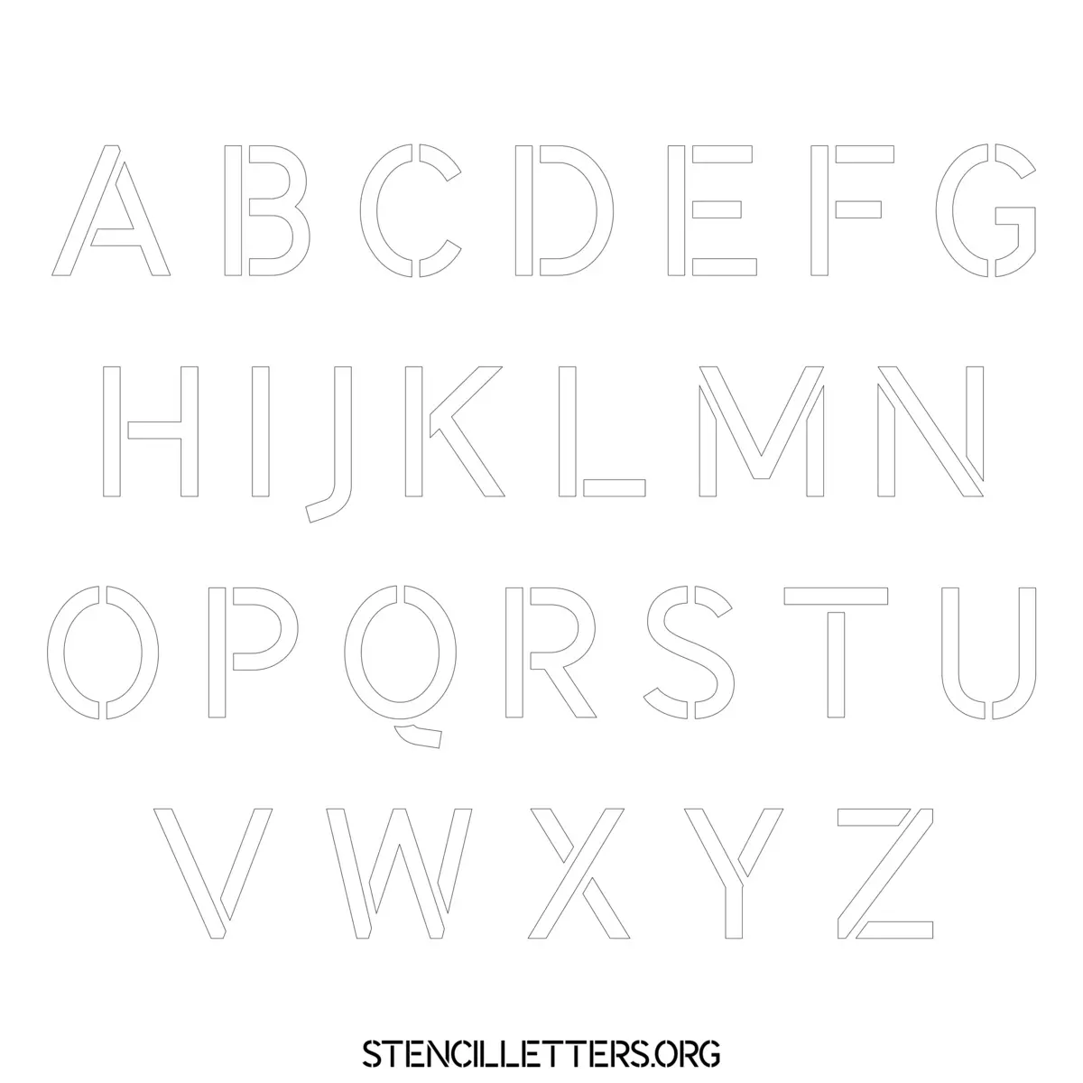 Free Printable Uppercase Letter Stencils Design Style 284 Light Sans