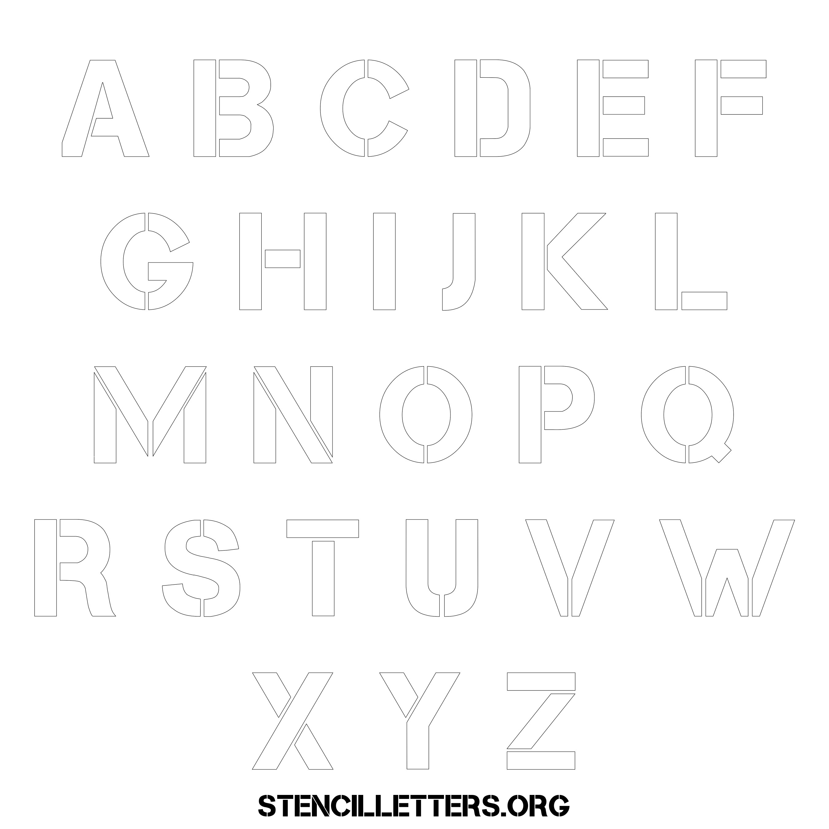 Free Printable Uppercase Letter Stencils Design Style 286 Army ...