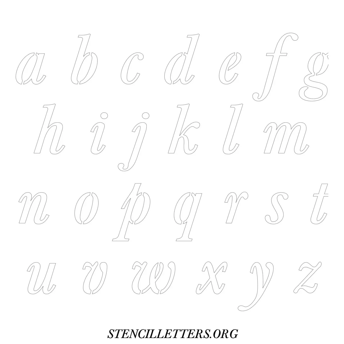 Free Printable Lowercase Letter Stencils Design Style 32 Italic