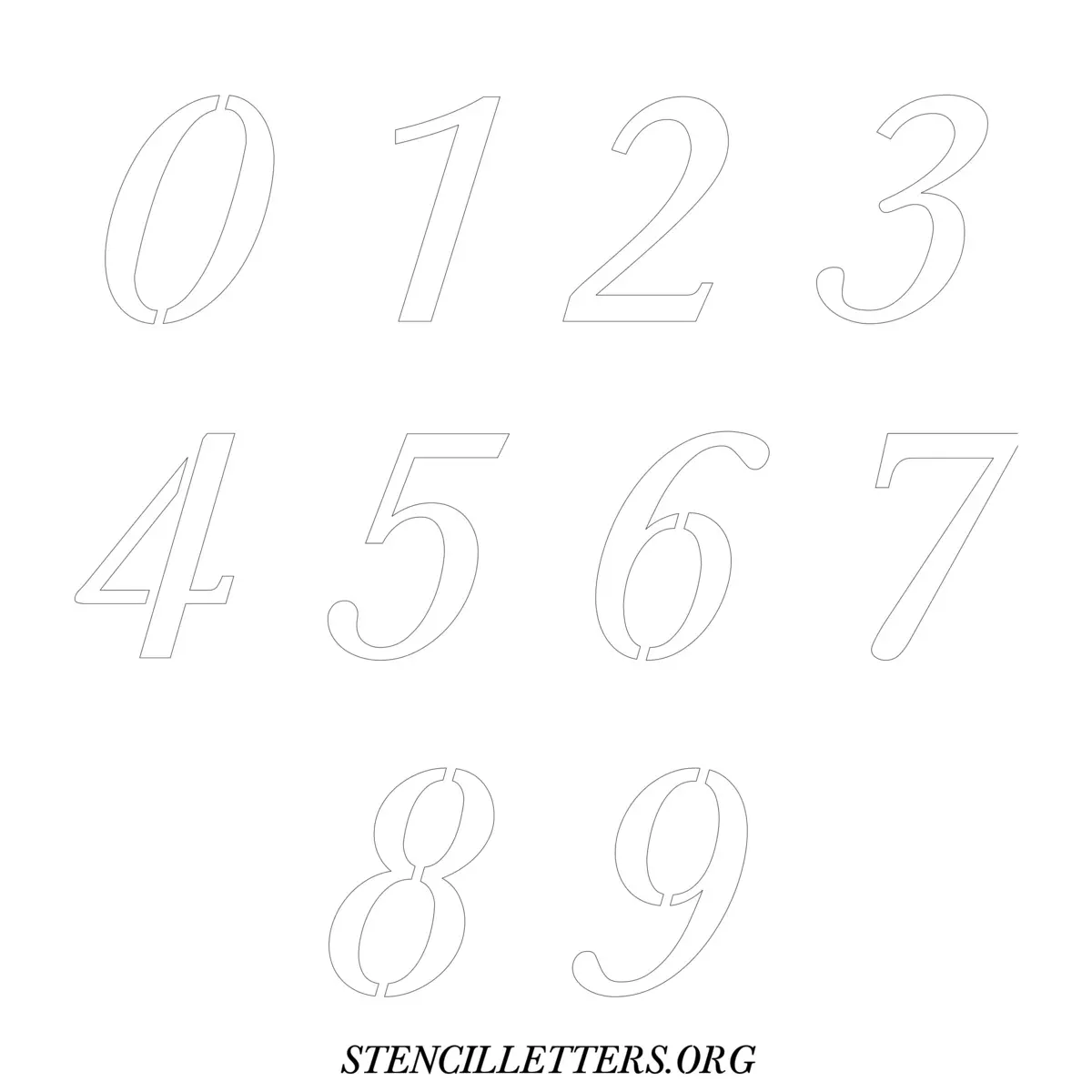 Free Printable Numbers Stencils Design Style 32 Italic