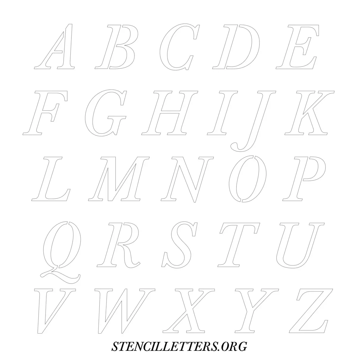 Free Printable Uppercase Letter Stencils Design Style 32 Italic