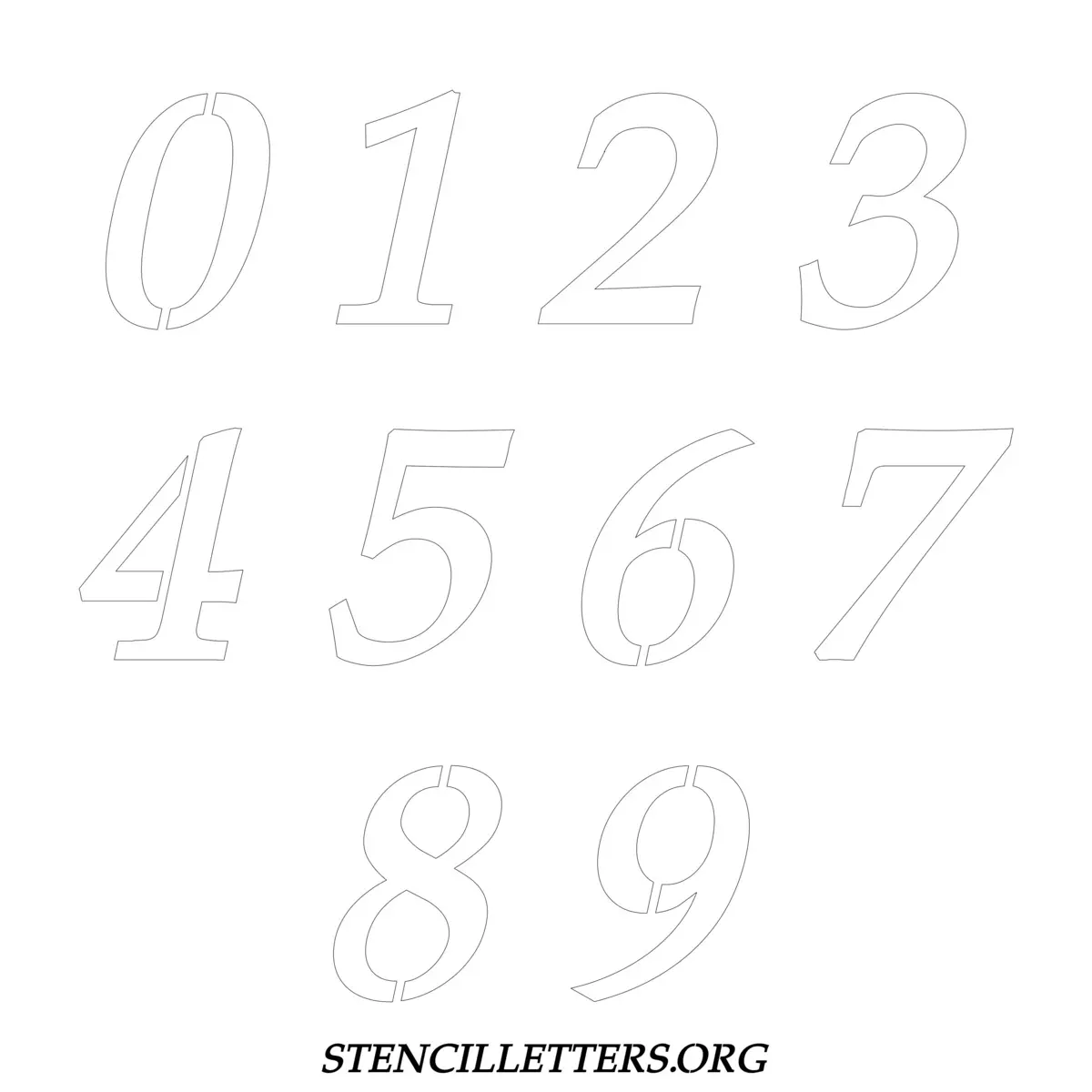 Free Printable Numbers Stencils Design Style 35 Italic